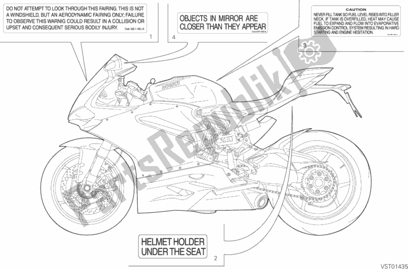 Tutte le parti per il Posizionamento Targhette del Ducati Superbike 1299 ABS USA 2015